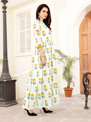 White printed cotton poly kurti 3