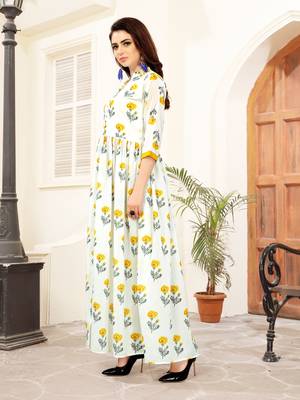 White printed cotton poly kurti 4