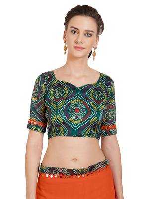 Orange Embroidered Faux Chiffon Sarees With Blouse 4