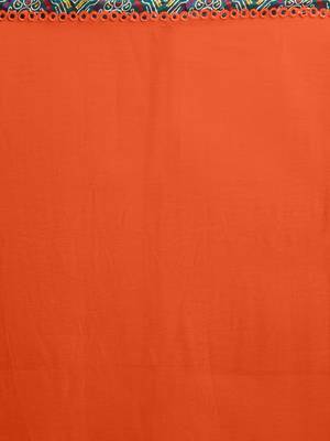 Orange Embroidered Faux Chiffon Sarees With Blouse 5