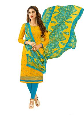 Yellow embroidered cotton salwar 1