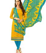 Yellow embroidered cotton salwar