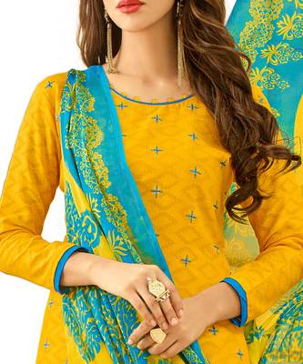 Yellow embroidered cotton salwar 2