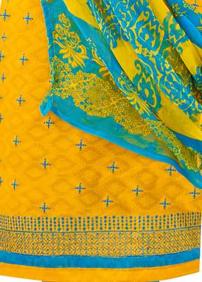Yellow embroidered cotton salwar 3
