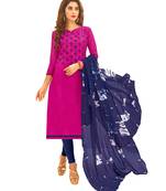 Magenta embroidered cotton salwar