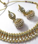 White Pearl Gota Necklace Set
