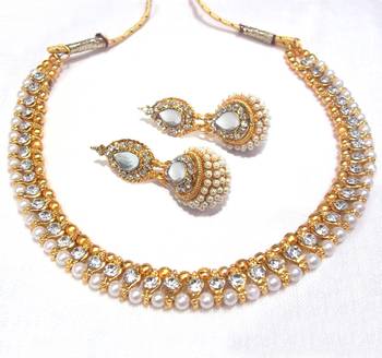 Golden Ball Pearl polki Necklace Set necklace set 1