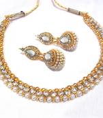 Golden Ball Pearl polki Necklace Set necklace set