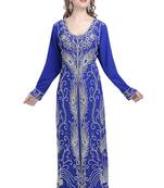 Royal Blue georgette islamic kaftan with zari and stone work