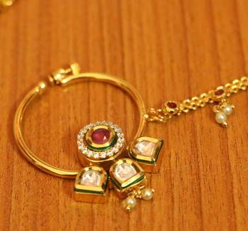 Ruby Kundan Meenkari Polki Bridal Nose Ring 2