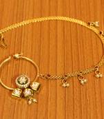 Kundan Meenakari Polki Screw Bridal Nose Ring