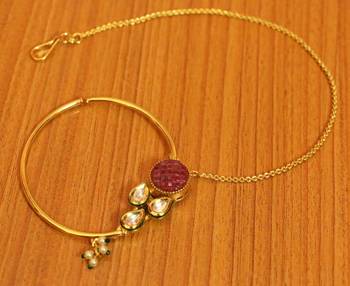 Paisley Kundan Meenakari Ruby Bridal Nose Ring 1