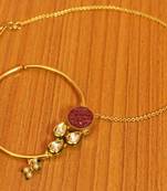 Paisley Kundan Meenakari Ruby Bridal Nose Ring