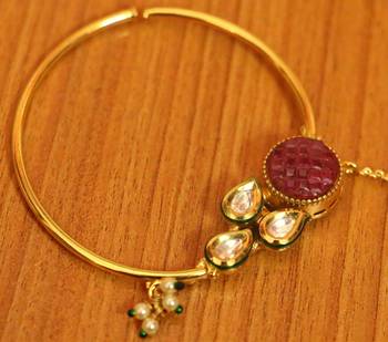 Paisley Kundan Meenakari Ruby Bridal Nose Ring 2