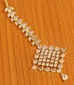 Diamond Look Gold Plated Leaf Pattern Maang Tikka