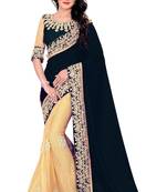 Black embroidered georgette saree with blouse