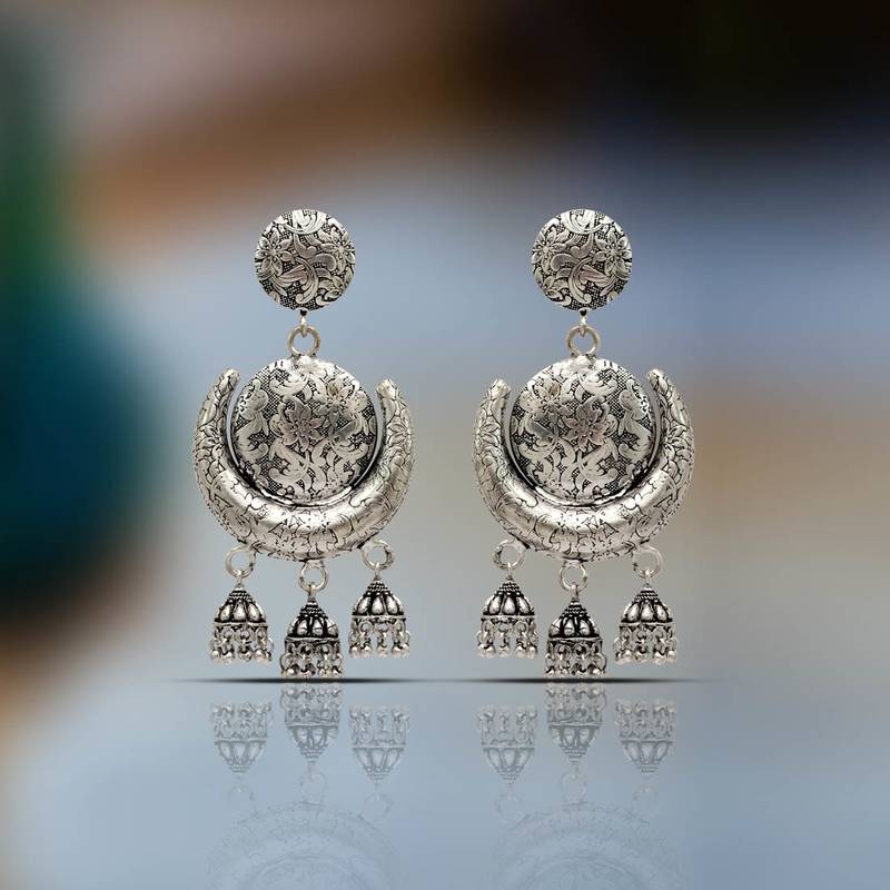 Silver color oxidised earrings for girls and women Jaipur Mart 2662018