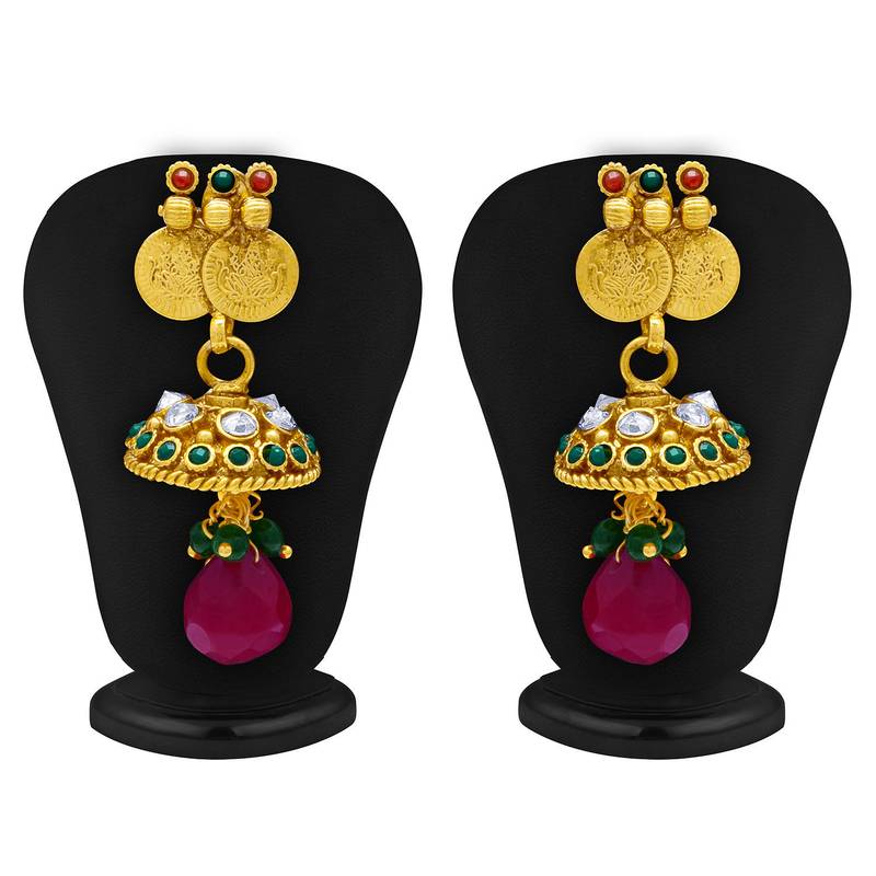 Classy Gold Plated  Temple Jewellery Coin Necklace Set for Women