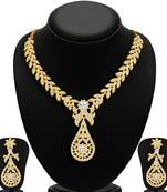 Stylish Gold Plated AD Necklace Set for Women