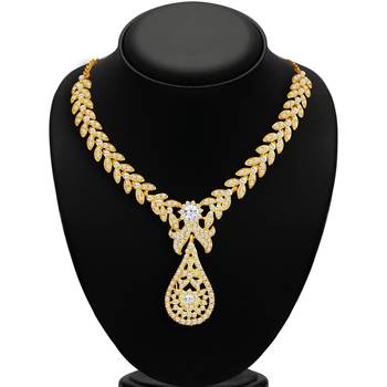 Stylish Gold Plated AD Necklace Set for Women 2
