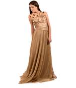 Khwaab Sweetheart with Bodice Satin Burly Wood Color Designer Gown