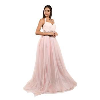 Khwaab Halter White & Pink Color Net - Satin Designer Ball Gown 3