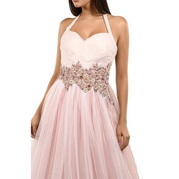 Khwaab Halter White & Pink Color Net - Satin Designer Ball Gown 4