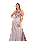 Khwaab Halter Neck Lavender Net-Satin Mermaid Gown