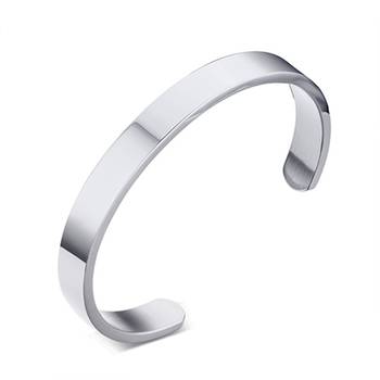 Solid Cuff Rhodium 316L Surgical Stainless Steel Cuff Free Size Kada Bangle Bracelet For Boys Men 1