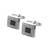 Designer Checks Square Black Silver Enamel Rhodium Plated High Quality Brass Cufflink Pair for Men