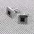 Designer Checks Square Black Silver Enamel Rhodium Plated High Quality Brass Cufflink Pair for Men