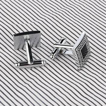 Designer Checks Square Black Silver Enamel Rhodium Plated High Quality Brass Cufflink Pair for Men 5
