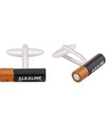 The Jewelbox Cell Battery Enamel Multi-Color Rhodium Brass Cufflinks Pair Boys Men Gift Box