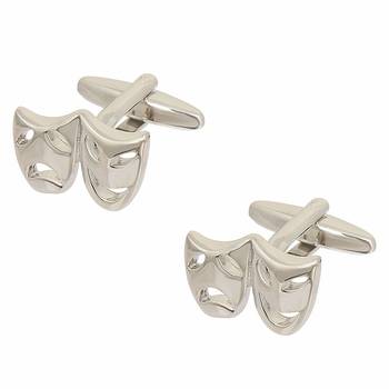 Venetian Mask Comedy Tragedy Drama Formal Shirt Brass Cufflinks Pair Men Gift Box 1