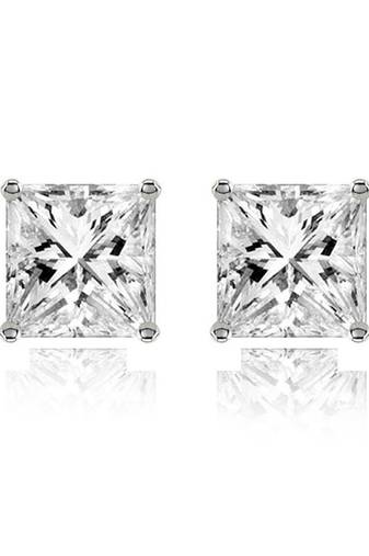 316L surgical stainless steel mens boys ear stud pair earring square princess cut american diamond