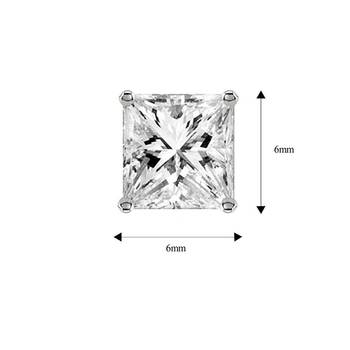 316L surgical stainless steel mens boys ear stud pair earring square princess cut american diamond 4