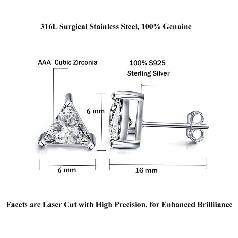 Rhodium Plated Silver Surgical Stainless Steel Pair Stud Earring the