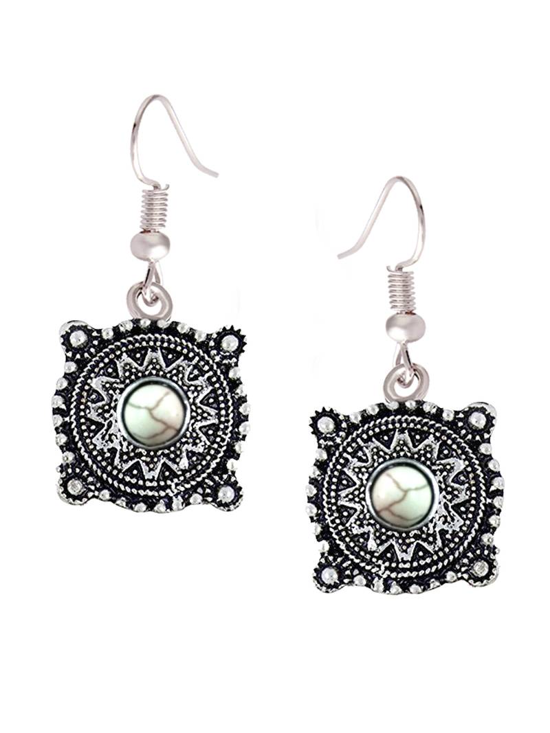 ZIVOM Antique Tribal Afghani Bohemian Oxidised German Silver White Beads Choker Necklace Earring Set Girls Women