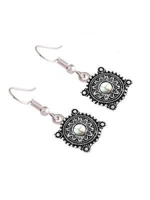ZIVOM Antique Tribal Afghani Bohemian Oxidised German Silver White Beads Choker Necklace Earring Set Girls Women 4