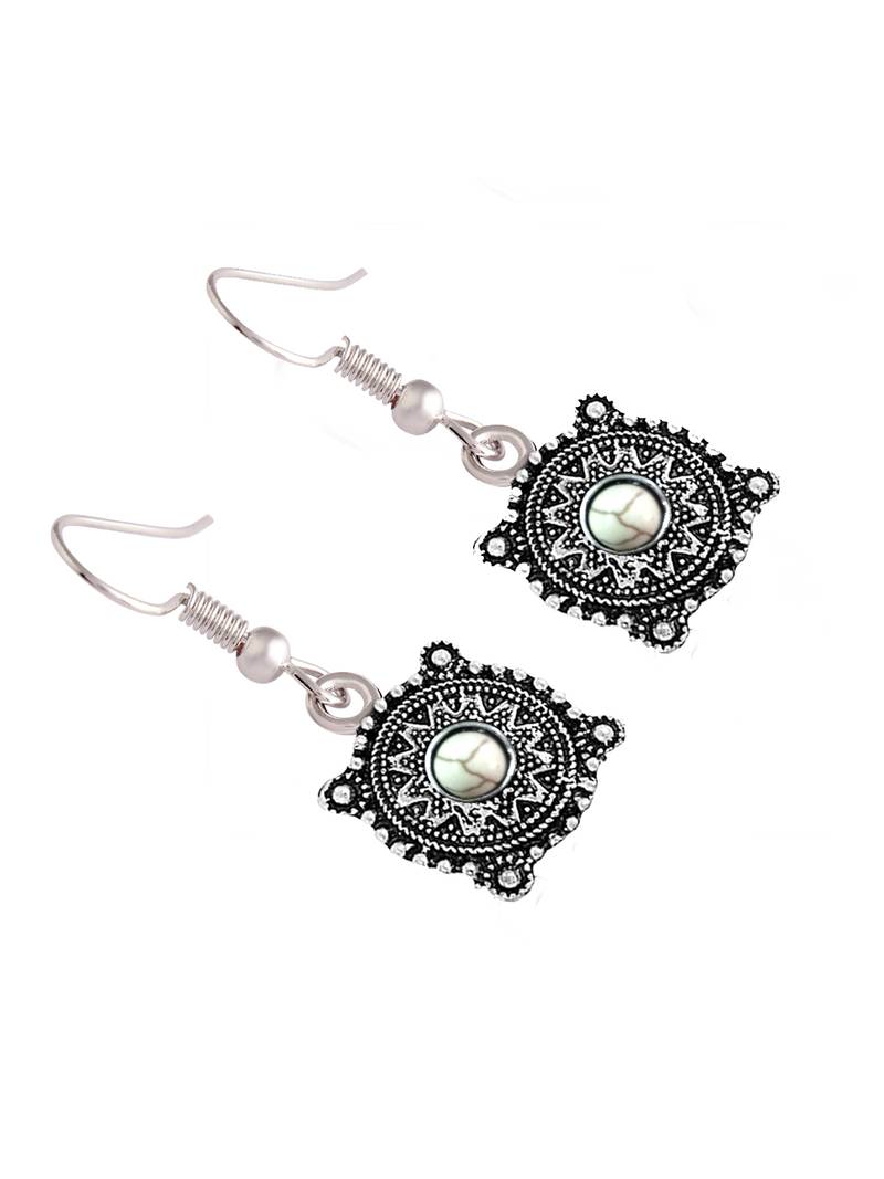 ZIVOM Antique Tribal Afghani Bohemian Oxidised German Silver White Beads Choker Necklace Earring Set Girls Women