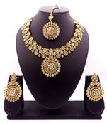 White antique gold plated bridal wedding diamond  jewellery