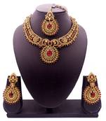 Maroon antique gold plated bridal wedding diamond jewellery