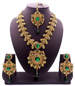 Green antique gold plated bridal wedding diamond jewellery