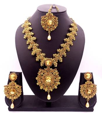 Golden lct antique gold plated bridal wedding diamond jewellery 1