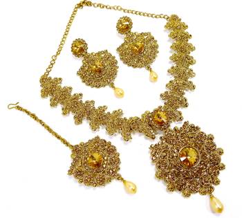 Golden lct antique gold plated bridal wedding diamond jewellery 2