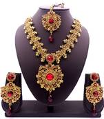 Maroon antique gold plated bridal wedding diamond jewellery
