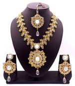 White antique gold plated bridal wedding diamond  jewellery