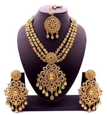 Golden lct antique gold plated bridal wedding diamond jewellery 1