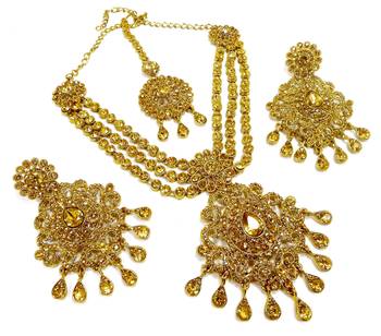 Golden lct antique gold plated bridal wedding diamond jewellery 2