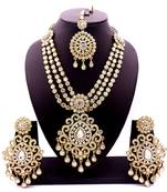 White antique gold plated bridal wedding diamond  jewellery